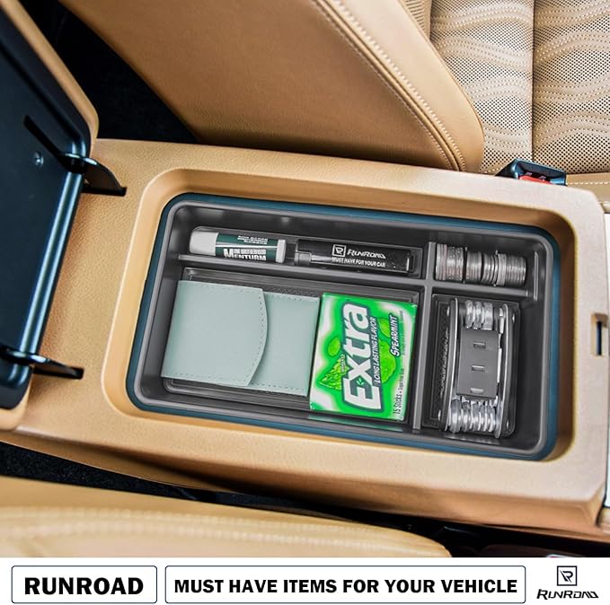 RUNROAD Center Console Organizer Tray Compatible with Nissan Altima 2019 2020 2021 2022 2023 2024 2025 Accessories, Insert Armrest Tray Secondary Storage Box Coin Holder Console Dividers, Black