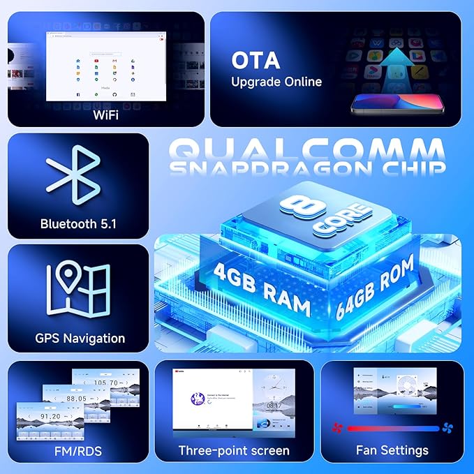 8-Core 4G+64G Qual-comm Snapdragon chip Car Radio for Toyota Corolla 2009-2013, Rimoody Car Stereo Carplay Android Auto 3D car Model Display GPS WiFi 9 Inch IPS Touchscreen Mirror Link Camera