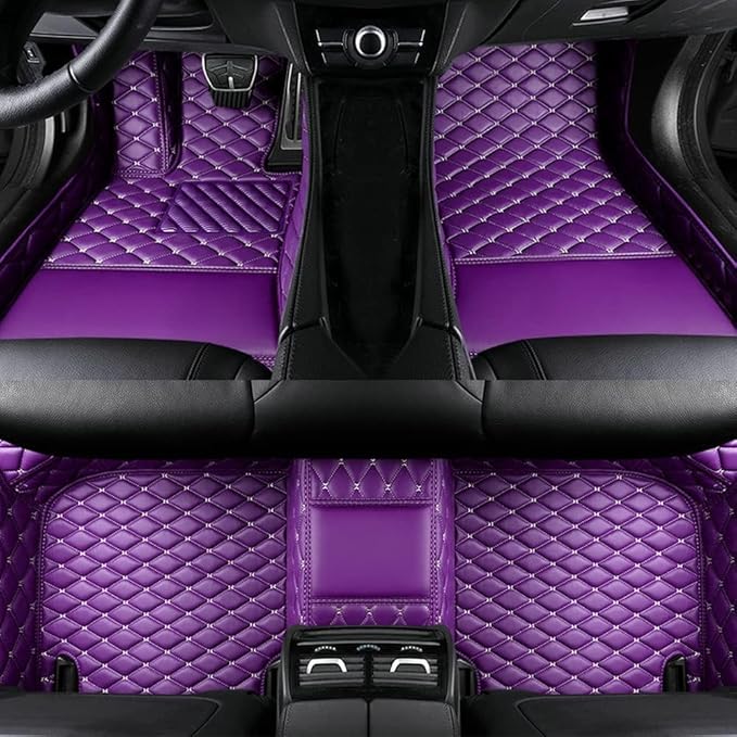 Custom Making Car Floor Mats for 98% Sedan SUV Car Protection Full Coverage Mats Anti-Slip Leather Floor Liners All Weather Car Floor Mats (Purple)