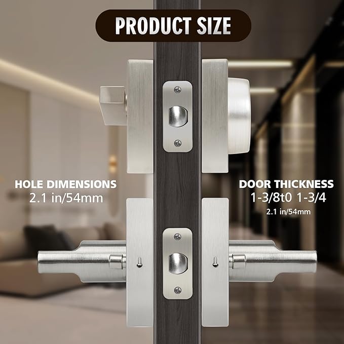 Exterior Door Lock Set with Deadbolt, Front Door Handle Set, Heavy Duty Keyed Alike Privacy Handles, (3Pack-Set,Satin Nickel)