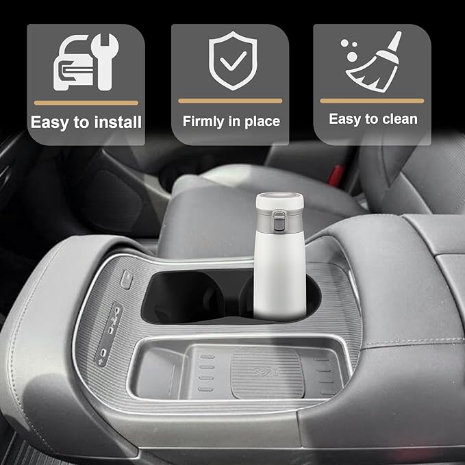 Muslogy Center Console Cup Holder Inserts Compatible with 2026 Hyundai Palisade Accessories Middle Console Drink Holder Silicone Liner Organizer Non-Slip Drink Stopper