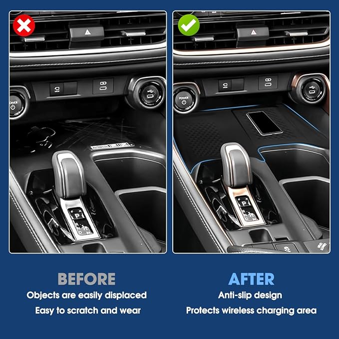 Wireless Charging Mat Compatible with Toyota Grand Highlander 2024-2025, Center Console Phone Wireless Charger Protective Pad Anti-Slip Interior Accessories Black
