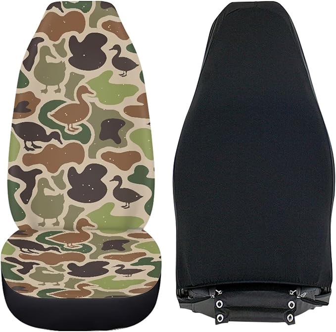 ELEQIN Car Seat Covers Universal High Back Cushion Protector for Car Truck Suvs,Sedans,Vehicles,Duck Camouflage Front Car Seat Covers 2 Pack