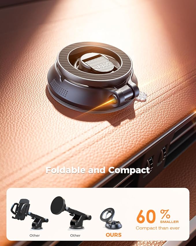 SUPERONE Magnetic Suction Cup Phone Holder for Magsafe, [88+LBS Ultra Grip & 2800gf Magnetic Power] 360° Adjustable Car Phone Mount, Cell Phone Holders for Your Car for iPhone 17 16 15 14 13 12 Series