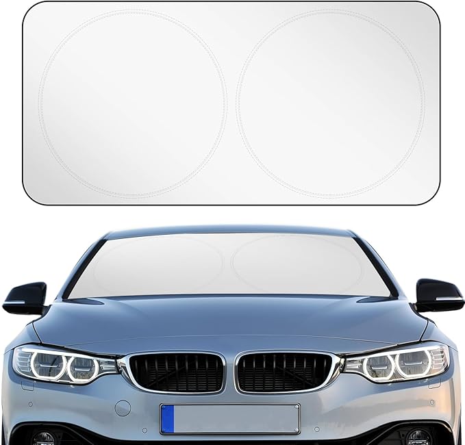 Woanger Windshield Sun Shade Foldable Car Front Window Covers for Car Accessories Sun Heat UV Rays Visor Protector Protection for Universal Cars SUV Truck (Solid Style)