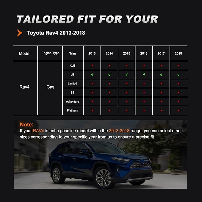 AOMSAZTO Custom Fit RAV4 Seat Covers for Toyota RAV4 LE 2013 2014 2015 2016 2017 2018 (NOT for Hybrid) - Full Set Faux Leather (Black)