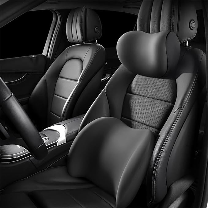 Car Back Support Neck Pillow for Subaru Crosstrek 2012-2025, Comfortable Soft Car Seat Headrest Neck Rest Cushion Lumbar Support Pillow with Adjustable Strap,Black