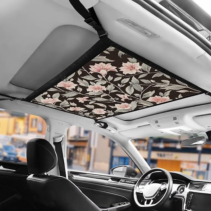 Generic Morning Glory Car Ceiling Cargo Net,31.69"x24.02"Reduce Sagging of Car Roof Mesh Storage Organizer,Camping Gear Cargo Bag,Long Travel Road Trip Car Camping Essentials Accessories