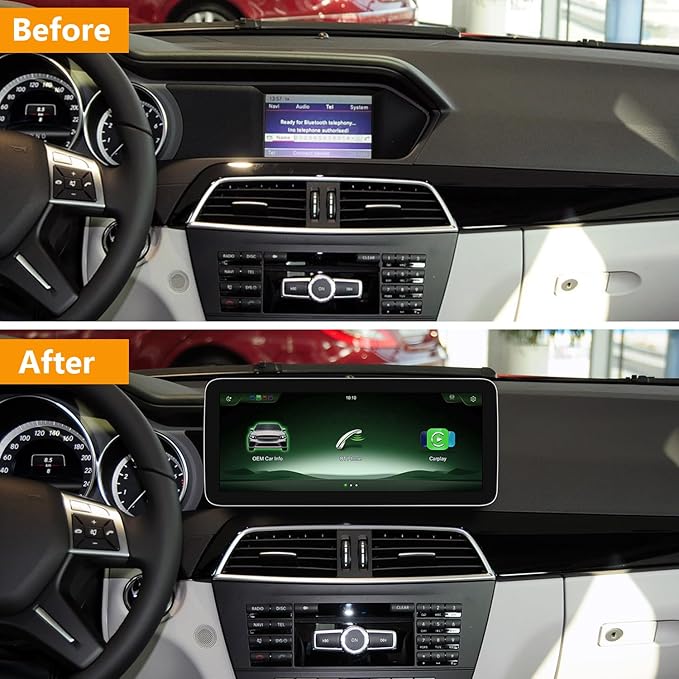 12.3 Inch Linux Car Touch Display Screen for Mercedes Benz 2012-2015 C A CLA GLA Class W204 W176 C117 X156 NTG4.5/4.7 System, Support iOS 26 CarPlay Android Auto Mirror Link