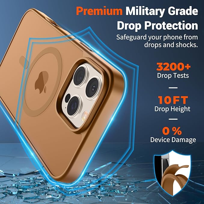 SUPFINE Magnetic for iPhone 16 Pro Case (Compatible with MagSafe) (Military Grade Drop Protection) Slim Translucent Matte Shockproof with Anti-Fingerprint Phone Case,Brown