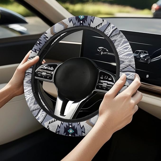SEANATIVE Purple Aztec Car Steering Wheel Cover Universal Car Accessory for Diverse Cars Neoprene Dust Cover for Steering Wheel