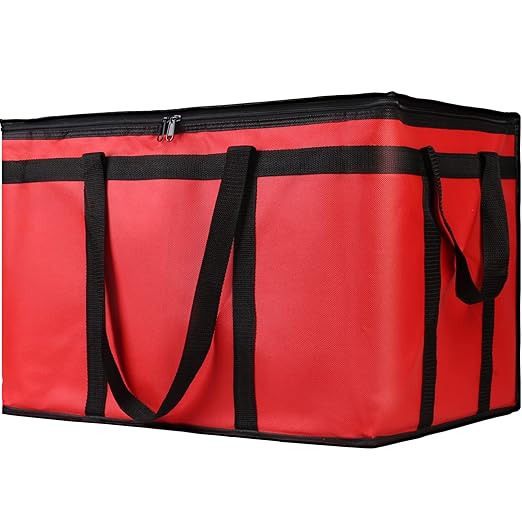 CIVJET 1-Pack Insulated Food Delivery Bag, XXX-Large Commercial Food Warmer for Delivery Drivers, Insulated Reusable Grocery Cooler/Hot Bags, Tote Bag for Shopping/Travel, Catering Bag 22x14x13, Red