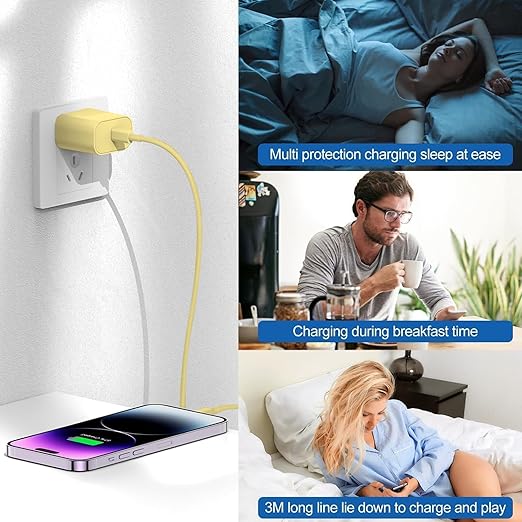 iPhone Fast Charger, Type C Wall Charger Block Plug and 10ft USB C to Lightning Charging Cable Cord Long, Power Adapter Cube Brick Box for Apple iPhone 14 Pro Max/14 Plus/14/13/12 Mini/11/XS Max/XR/X