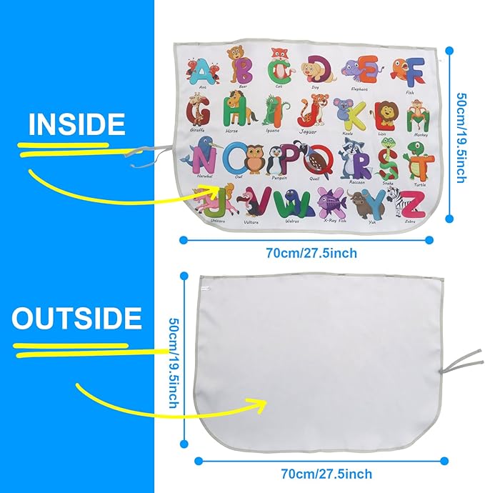 Car Window Shades for Side Windows Baby and Kids,Car Back Window Sun Shade Covers,Strong Magnetic Sunshades Curtains for Truck,27.5" x 19.5" (Animal Alphabet)