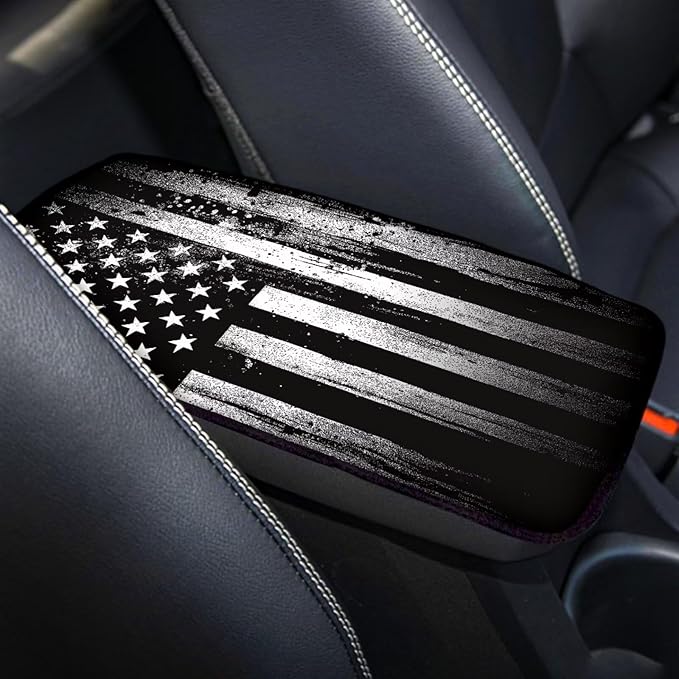 American Flag Print Car Center Console Cover Non Slip Decorative Armrest Cushion Cover for Cars Universal Fit Most Vehicles, Easy to Install