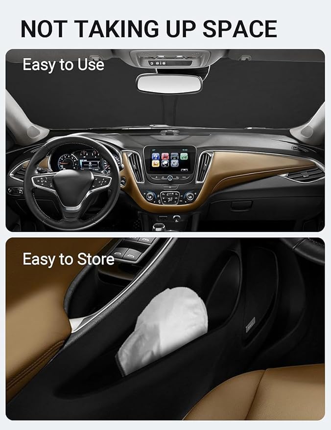 Proadsy 2026 Upgrade Front Windshield Sun Shade Foldable Sunshade Protector Custom Fit 2016-2025 Malibu Accessories