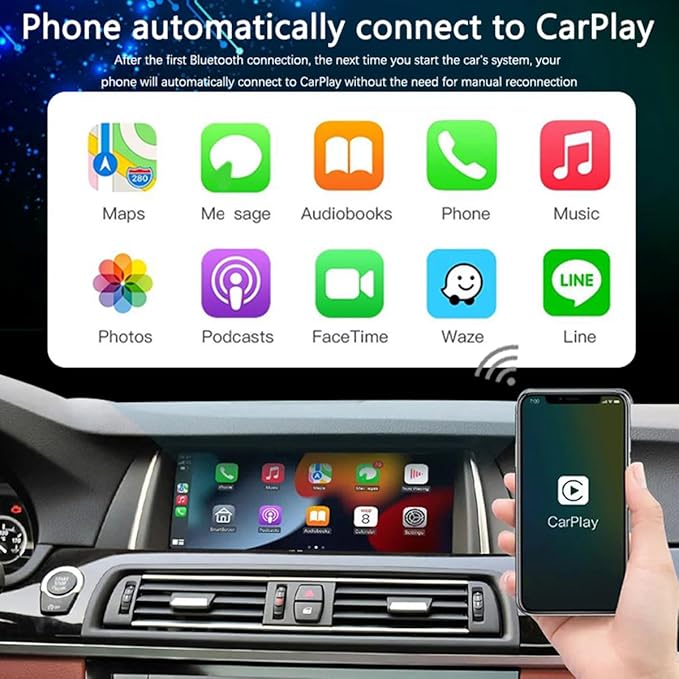 Wireless CarPlay/Android Auto Adapter for BMW NBT 3/4/5/6/7 Series X1/X3/X4/X5/X6 (2012-2016), Carplay Retrofit Decoder Module, Supports OEM Controls, Airplay Mirror Link, Navigation, Reverse Camera