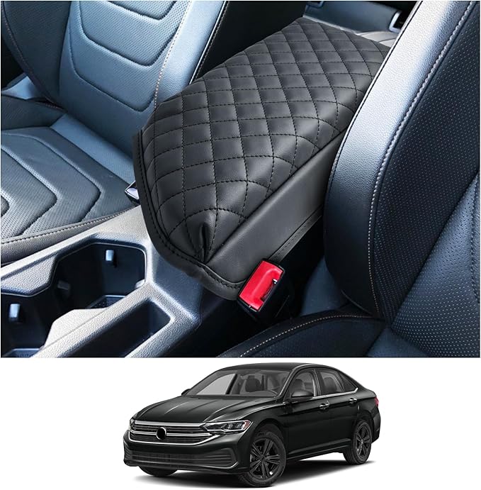 CDEFG Compatible with 2024 2025 VW Volkswagen Jetta Console Cover for 2020 2021 2022 2023 2024 2025 Jetta Accessories Armrest Cover 2024 Jetta Middle Console Cover Armrest Pad Jetta Arm Rest Cushion