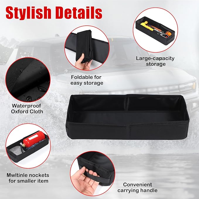 Under Seat Organizer for Hummer EV Accessories Backseat Rear Hidden Under Seat Storage Bags Portable Waterproof Foldable Storage Tool with Handle for Hummer EV SUV Pickup 2024 2025 2026 (B/1PC)