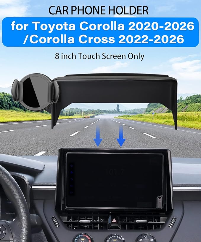 Magnetic Car Phone Mount for Toyota Corolla 2019-2026 / Corolla Cross 2022-2026, for MagSafe Strong Magnets Cell Phone Holder 8-Inch Touch Screen Cradles, with Portable Phone Gripper