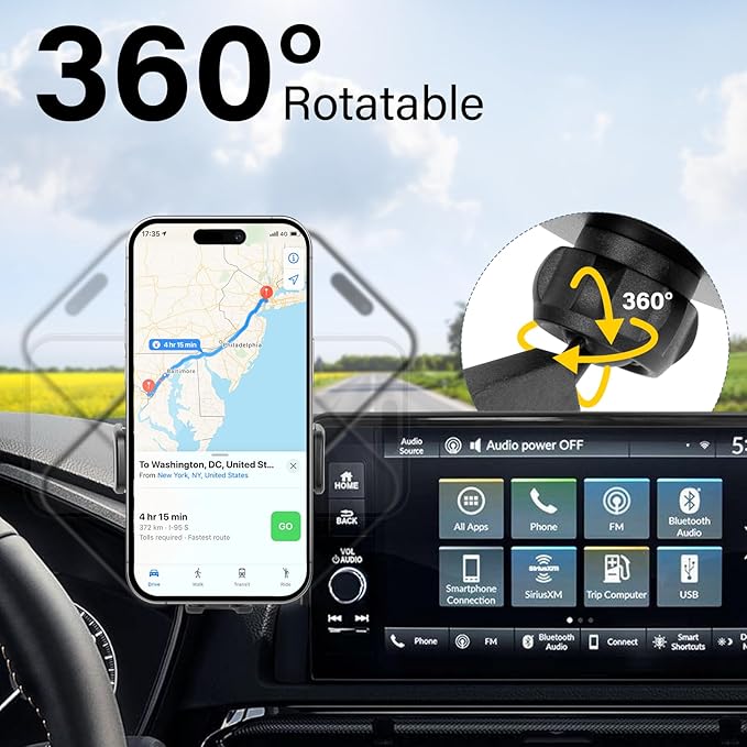 Car Phone Holder Compatible with Honda CRV CR-V 2023-2025 2026 7/9 inch Screen Cell Phone Mount with Dash Organizer Dash Storage Box 360° Rotation