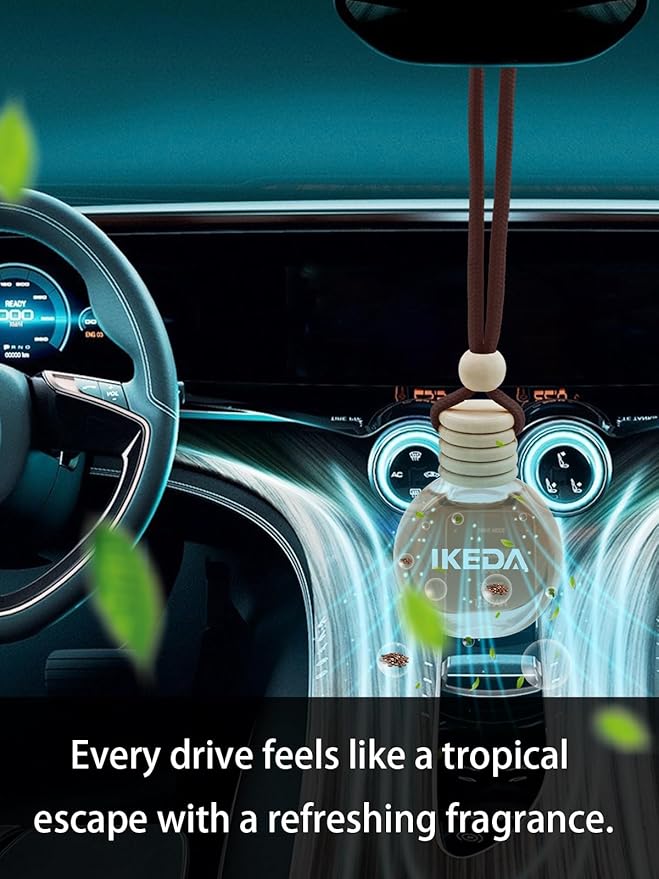 Ikeda Car Air Freshener: Hanging Car Smell Air Freshener | 10ml Hanging Car Perfume | Long Lasting Fragrance | Strong Scents Diffuser for Auto Home (Coffee)