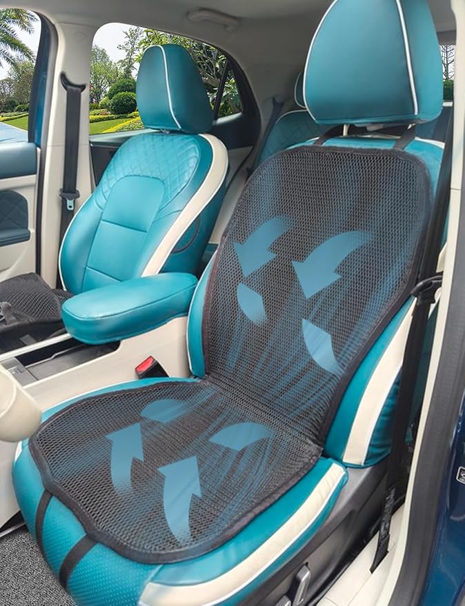 YUNZLAN Summer Cooling Ventilated Mesh Seat Cushion for Car,Universal Breathable Vented Seat Cover Fis Cars SUVs Trucks Vans Pickups for Driving Seat – 40.5" x 18" – Black