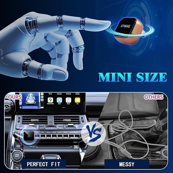 Wireless CarPlay Adapter 2026 Upgrade, 2-in-1 CarPlay Wireless Adapter for Apple iPhone & Android Auto, Mini Plug & Play Dongle Converts Wired to Wireless CarPlay, USB & Type-C（CP888）