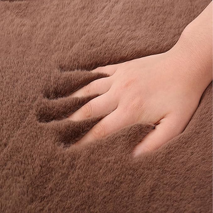 Plush Car Seat Cushion, Soft Warm Fuzzy Faux Rabbit Fur Fluffy Plush Auto Seat Cover Vehicle Car Front and Back Seat Protector Pad with Non-Slip Backing Cushion Interior Universal Fit (Khaki,Front*1)