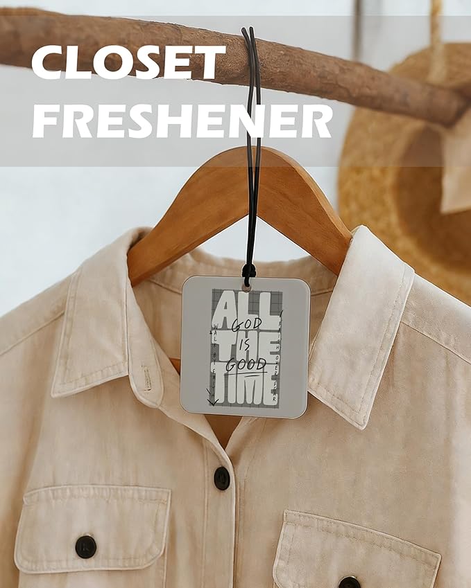 Neutral Christian Square Citrus Car Air Freshener 4 Pcs, Beige Religious Bible Verse Hanging Air Freshener for Cars Bathroom Dorm Books Decor, Christian Accessories Gifts for Women Men