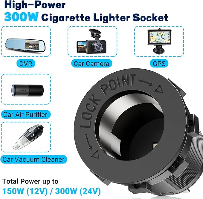 12V USB Panel Cigarette Lighter Socket with Rocker Switch: Qidoe Multiport 58W 12Volt USB Outlet with LED Voltmeter 150W Cigarette Lighter Splitter 12V Plug DC Outlet 3 in 1 Panel for Marine RV Truck