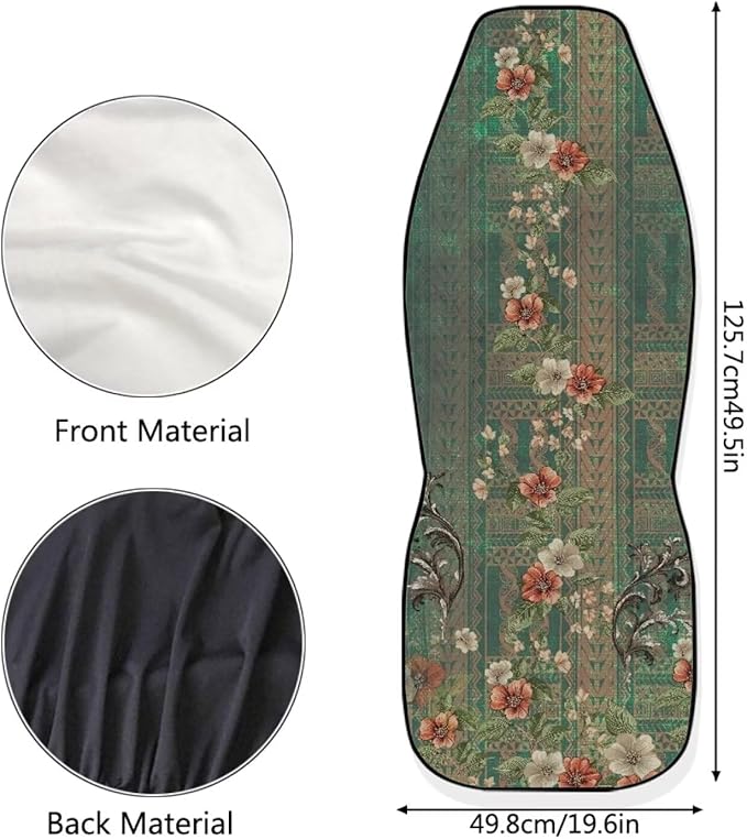 Vatenge Victoria Flower Print Universal Car Seat Protector with Polyester Fabric Thanksgiving Fall Decoration Car Seat Cover with Fixed Hook Suitable for Small Cars, Trucks, and Vans