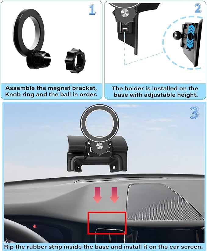 Magnetism Car Phone Holder for Volvo XC60 2018-2025 Accessories Compatible with MagSafe Hands-Free 360 Degree Rotation Adjustable Cell Phone Mount Does Not Affect Air Vent