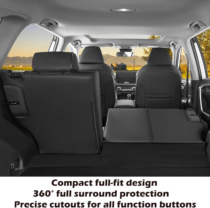 HKZ Fit RAV4 Car Seat Covers Set for Toyota RAV4 2021-2024 Prime SE,XSE & 2019 2020 2021 2022 2023 2024 2025 Hybrid/PHEV SE,XSE - 5 Seats Full Set Leather(Black)