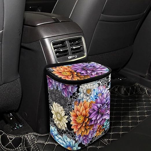 BIGCARJOB Blossom Lotus Car Trash Can Bin for Car Back Seat,Portable Car Trash Bag Hanging,Vehicle Trash Can Automotive Car Garbage Cans Auto Accessories