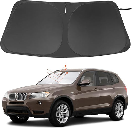 Windshield Sun Shade Custom Fit for 2011 2012 2013 2014 2015 2016 2017 BMW X3 Accessories Foldable Sunshade Sun Blocker Protect Car from Sun Rays & Heat Damage Keep Car Cooler