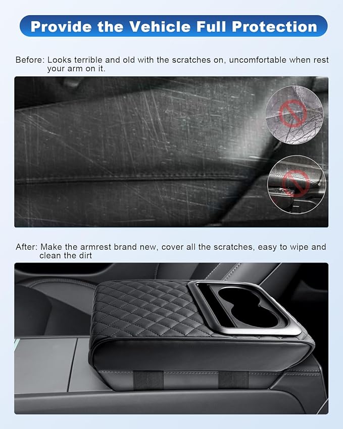 CDEFG for 2024 2025 Tesla Cybertruck Center Console Armrest Pillow, Cybertruck Armrest Cushion with Cup Holders, Elbow Support Pad Arm Rest Extender 2024 2025 Cybertruck Accessories