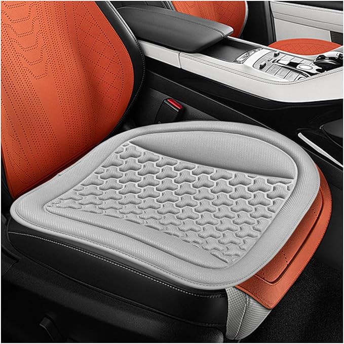 Car Seat Cushion, Comfort Cool Ice Silk Fibers Automotive Front Seats Pad, Non-Slip Breathable Auto Guard Seat Cushion, Drivers Seats Protector Covers for Vehicle, Home, Office (Grey)