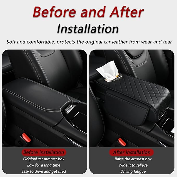 Center Console Cover for KIA Seltos 2019 2020 2021 2022 2023 2024 2025, Leather Arm Rest Armrest Cover for Car, Center Console Armrest Cover Armrest Storage Box, Interior Accessories,E Red