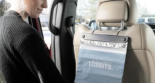 Tossits Recycled Disposable Car Trash Bags – Leakproof, Smell Proof Hanging Garbage Bags for Car, Truck, SUV, RV & Vehicle – Blue, 21 Count Disposable Automotive Trash Bags