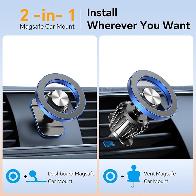 Kaistyle for Magsafe Car Mount【20 Strong Magnets】Magnetic Phone Holder for Car Phone Holder Mount Dash Mounted Holders Cell Phone Holders for Your Car Accessories for Women Men for iPhone 17 16 15 14