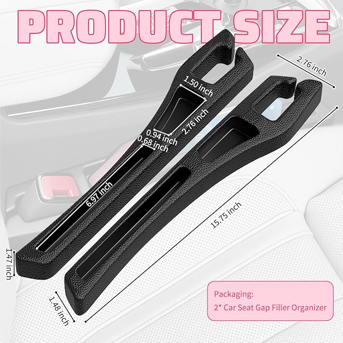 2PCS New Car Seat Gap Filler Organizer with Cell Phone Holder,Versatile Car Side Seat Gap Filler for Filling Gaps & Storing Items,2 in 1 Cars Gaps Seats Fillers