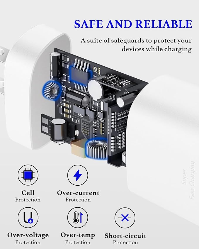 25W Type C Charger Fast Charging 10 ft, USB C Charger Block & Android Phone Chargers Cord 10 Foot for Galaxy S25 Ultra/S25/S25+/S24 Ultra/S24/S24+/S23/S22 Ultra-White