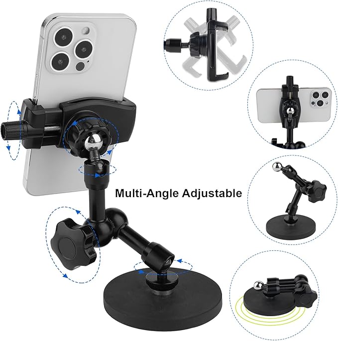 Mippko Magnetic Phone Holder,Heavy Duty Phone Mount for Truck/Tractor/Forklift/Boat/Motor Vehicles,Fit 3.5~7.5" iPhone/Nexus/Smartphone,360°Adjustable Arm 3.46" Magnetic Base