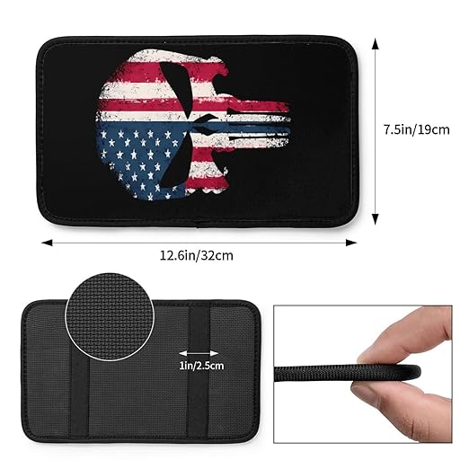 Face American Flag Car Auto Armrest Cushion Cover Accessories Center Console Seat Box Pad Protector Universal Decoration for Most Vehicle SUV Truck