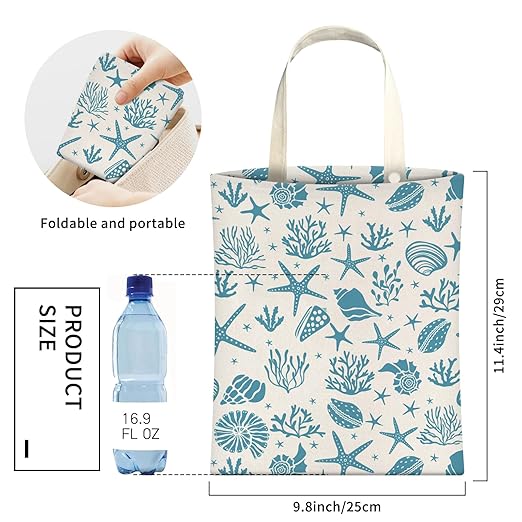 Cute Car Trash Can, Hanging Canvas Car Back Seat Organizer and Storage Bag, Funny Car Trash Bag For Travelling, Outdoor Cute Blue Sea Shell