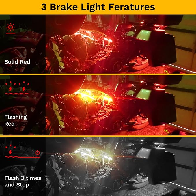 8PCS Underglow RGB LED Strip Light Kit DC 12V with 2 Red Blinking Brake Light Styles for Motorcycles Trikes Golf Carts ATVs UTVs – M8r