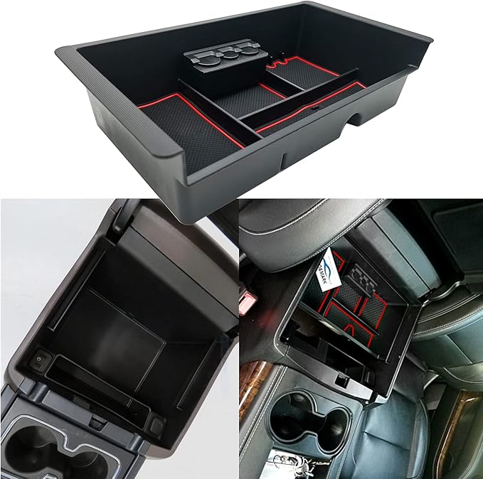 JOJOMARK Center Console Tray Organizer Compatible with 2014-2018 GMC Sierra Accessories, (2015-2020) Yukon/Chevy Tahoe Silverado Suburban, Armrest Storage Box Replaces 22817343 (Red)