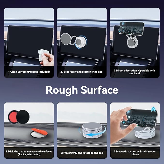 Upgraded 360° Nano Gel Vacuum Magnetic Car Phone Holder Ultra Strong Suction Magnetic Force for MagSafe, iPhone Air 17 16 15 14 13 12 Pro Max , Foldable Retractable Mount for Car/Dashboard/Gym/Mirror