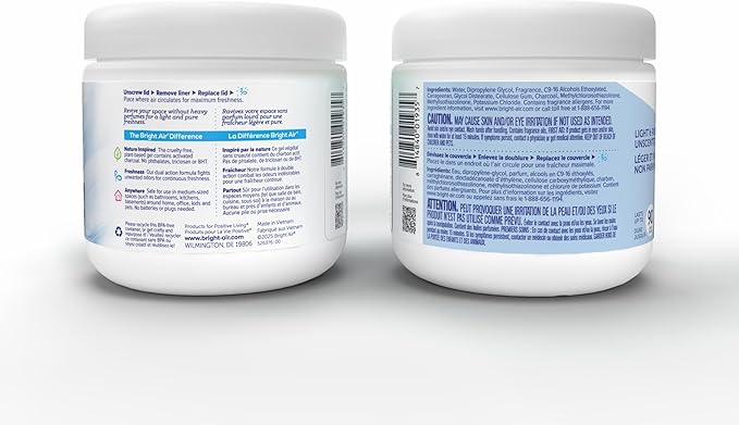 Bright Air 14 oz Odor Eliminator Gel, Light & Pure Unscented, Case of 6, Lasts up to 90 Days